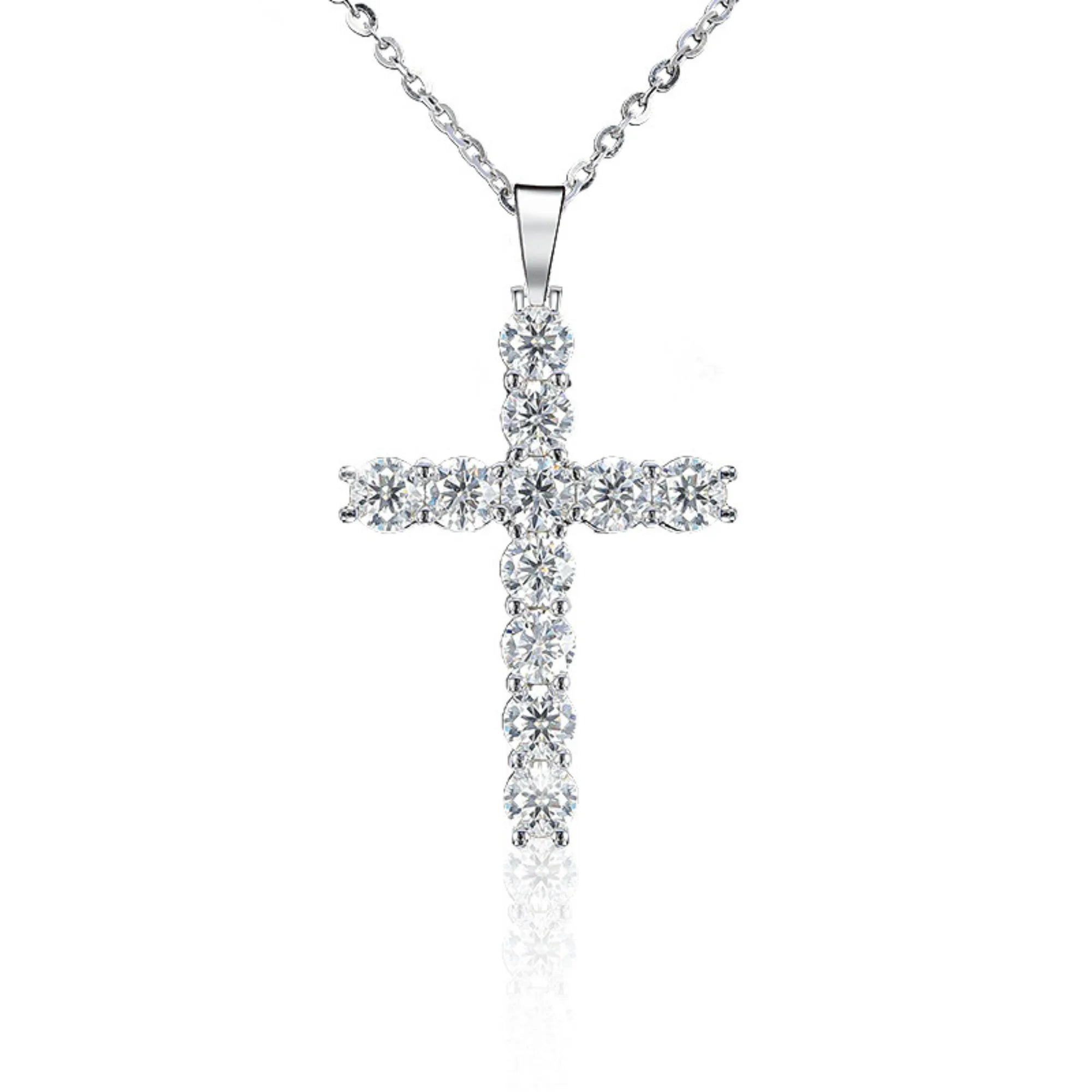 Kreuzkette aus 925 Silber mit Moissanite – moderner Schmuck ohne Symbolik, elegant und reduziert