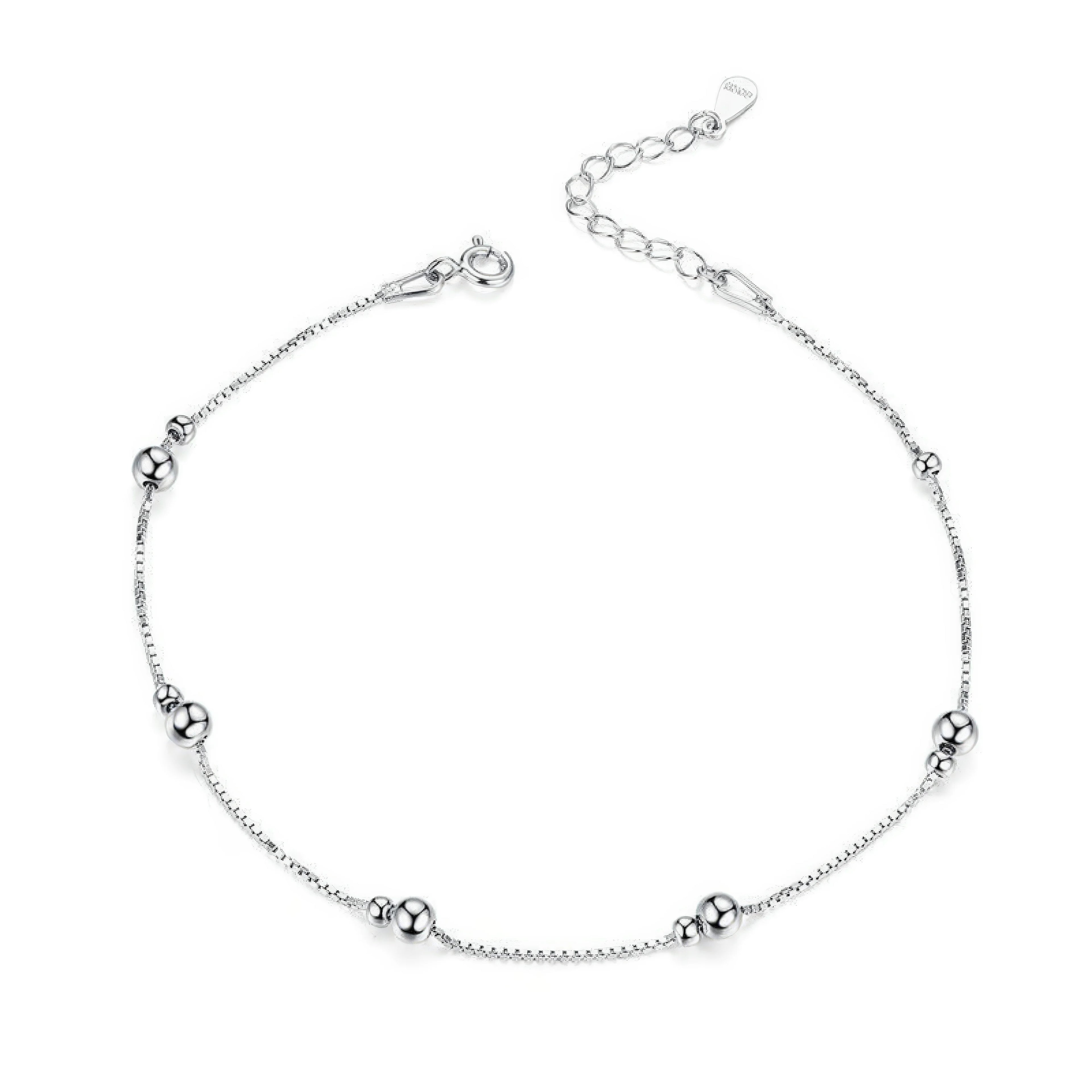 Kugelkette Fusskettchen – glatt, verstellbar 23–26 cm, neutral im Design