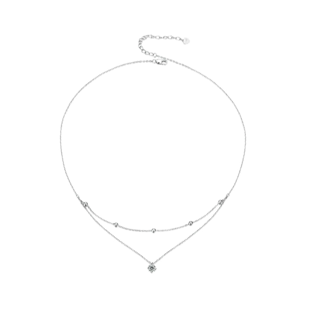 Makroaufnahme der Kugeldetails mit Zirkoniapunkt – strukturierte, leichte Kette aus 925 Silber