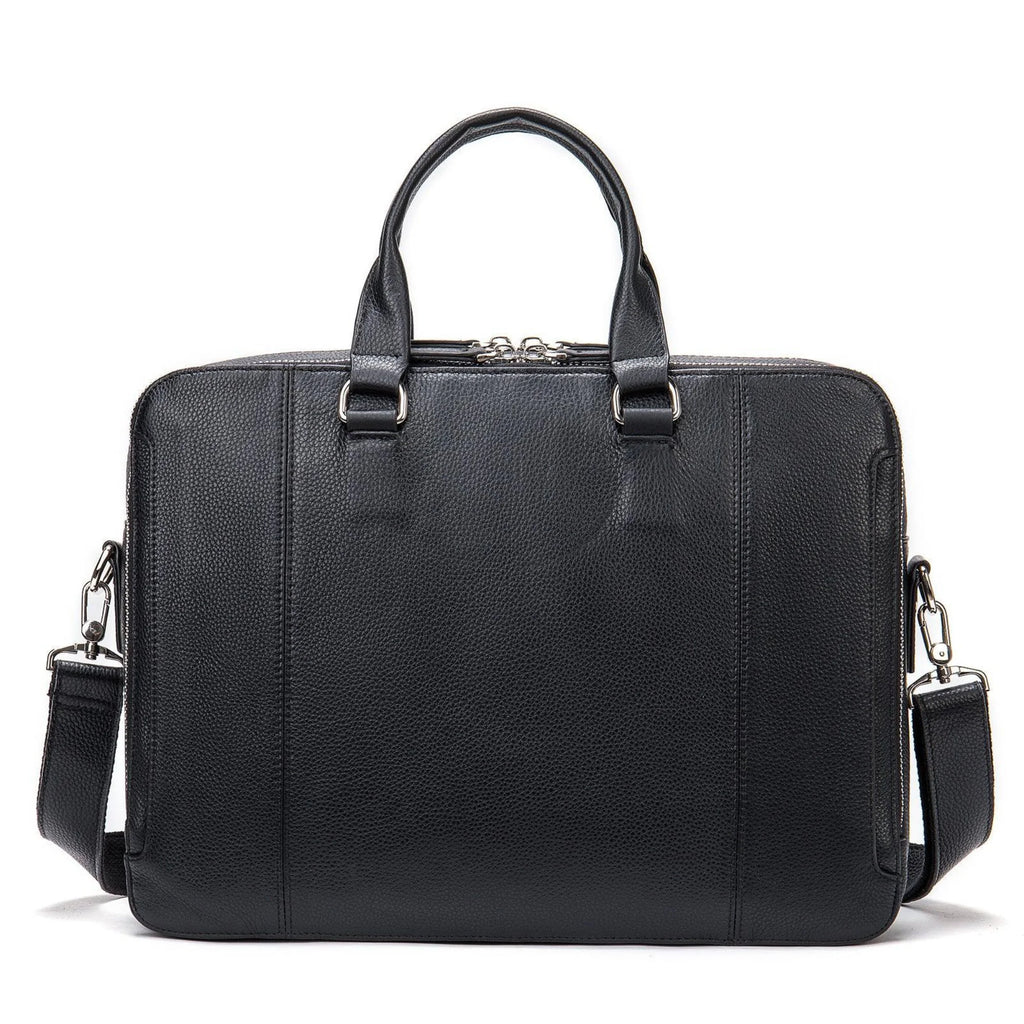 Leder Business Laptoptasche in black: Formstabile Echtledertasche für sicheren Pendlertransport.