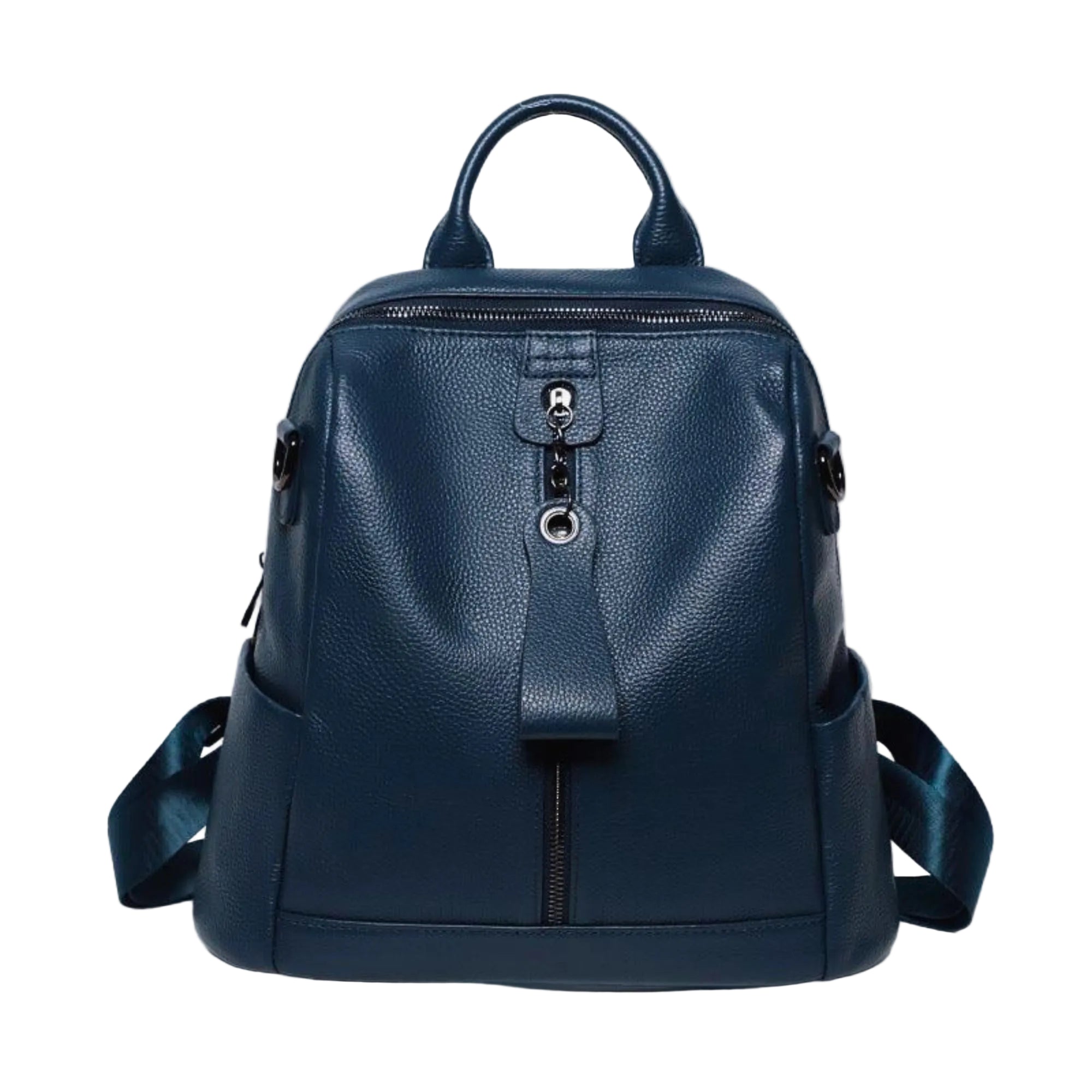 Damen Rucksack in mattem Denimblau aus echtem Leder