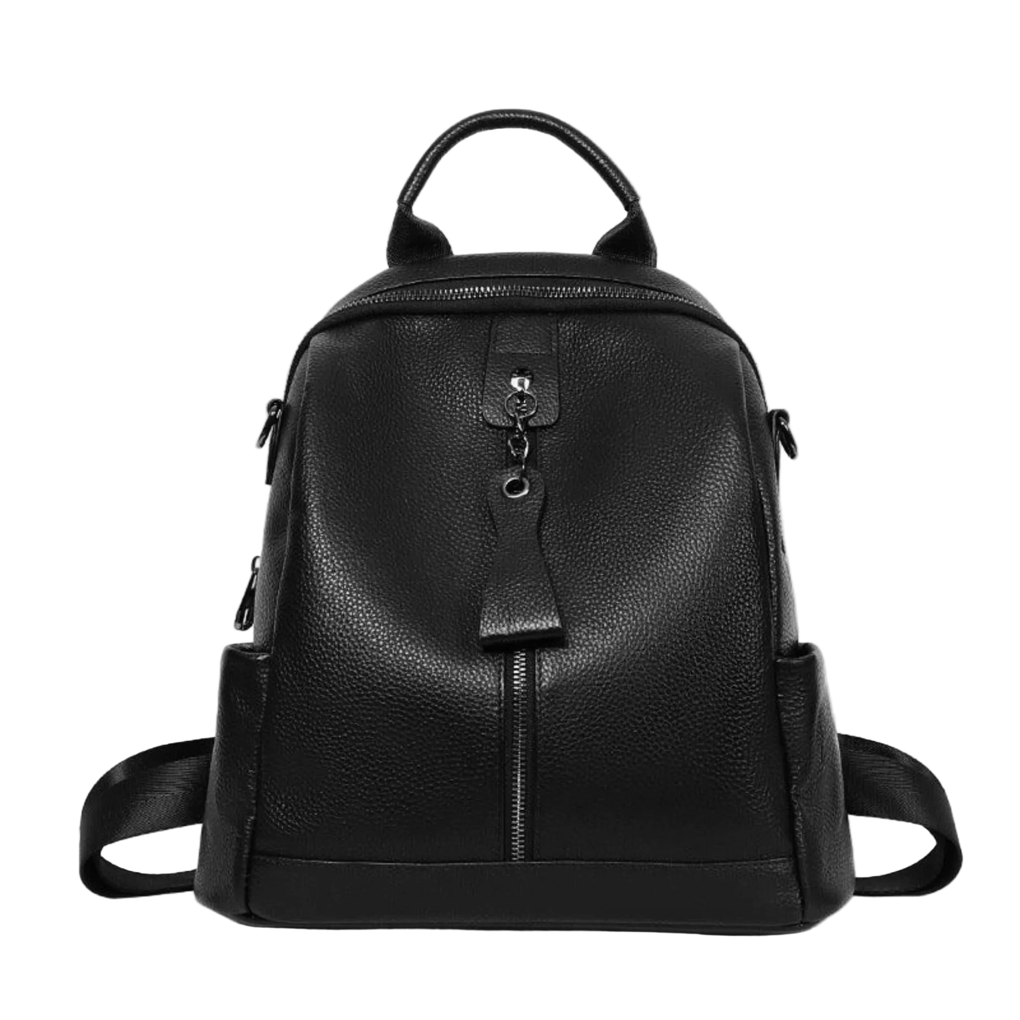 Schwarzer Damen Lederrucksack Central aus weichem Rindsleder