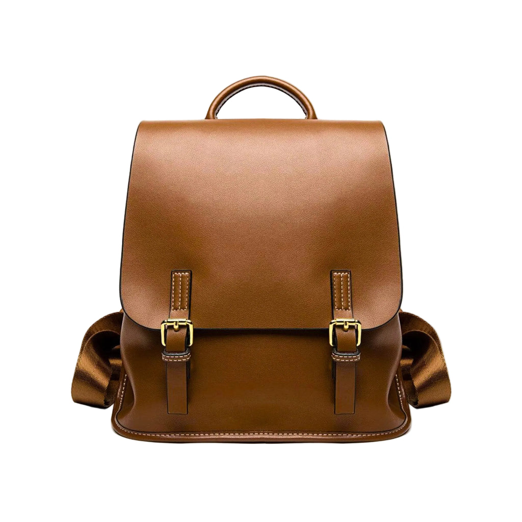 Lederrucksack in Hellbraun vertikales Format