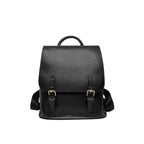 Schwarzer Lederrucksack City strukturiert mit Doppelriemen