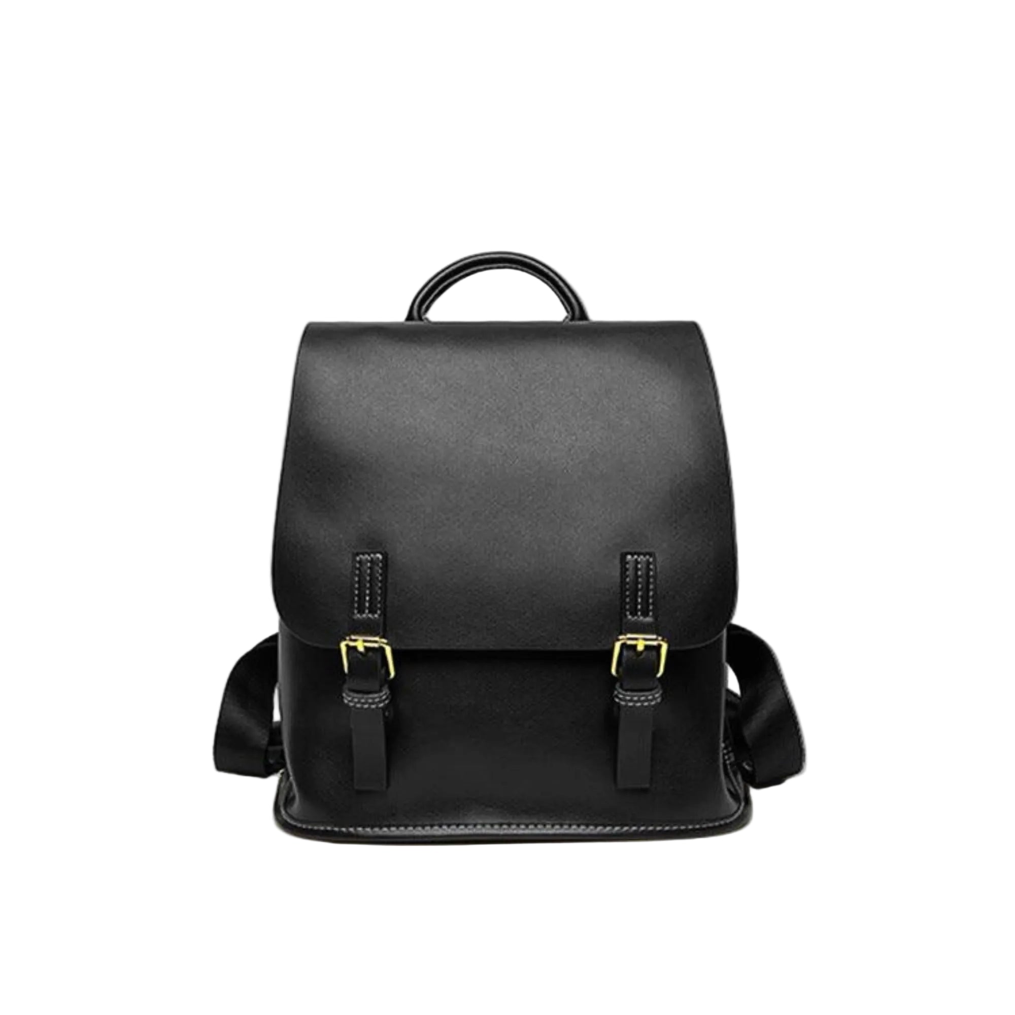 Schwarzer Lederrucksack City strukturiert mit Doppelriemen
