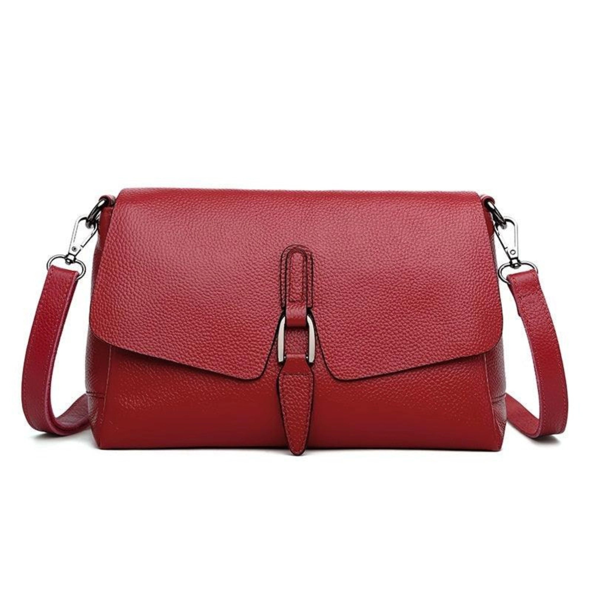 Echtleder Schultertasche in Bordeaux – edler Look mit klarer Form und feiner Struktur für Business und Alltag