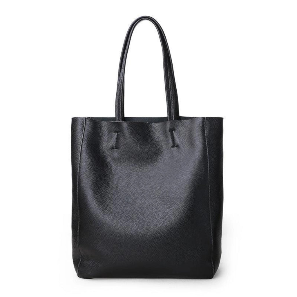 Leder Schultertasche in Schwarz – klassischer Look mit verstärkten Henkeln für urbanen Alltag