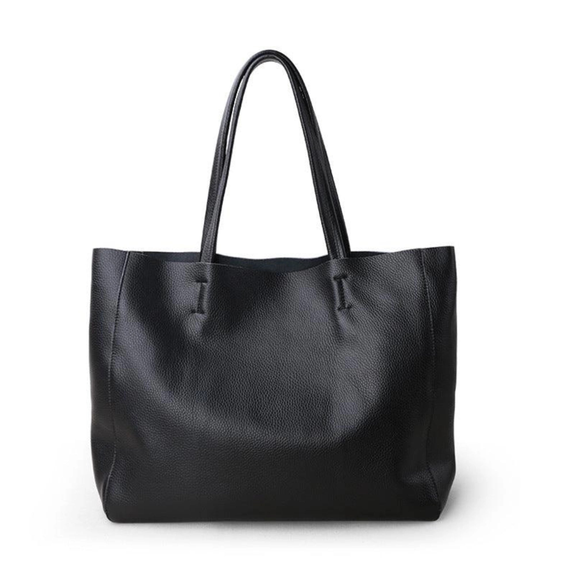 Schwarze Leder Schultertasche – echtes Leder mit Struktur, funktional und stilvoll