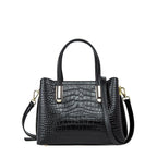 Klassische schwarze Leder-Schultertasche mit Kroko-Prägung – stilvoll, robust, strukturiert für Alltag und Office