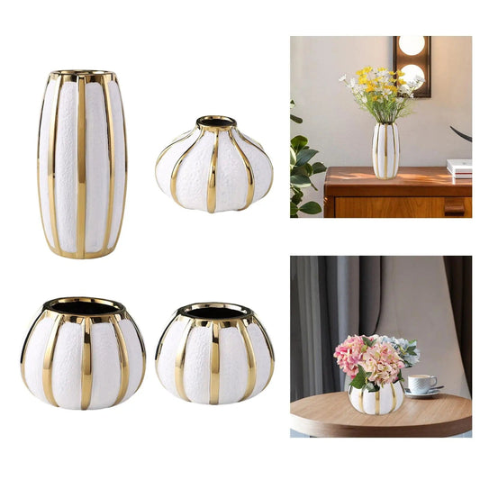 Leichte Luxus - Keramikvase – Weiss Gold - Bodison