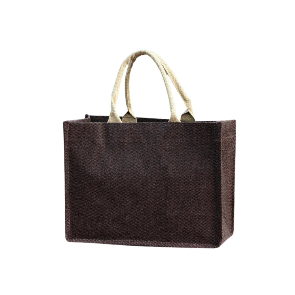 Horizontaler Leinen-Shopper in Earth Brown mit naturfarbenen Griffen – robust und schlicht