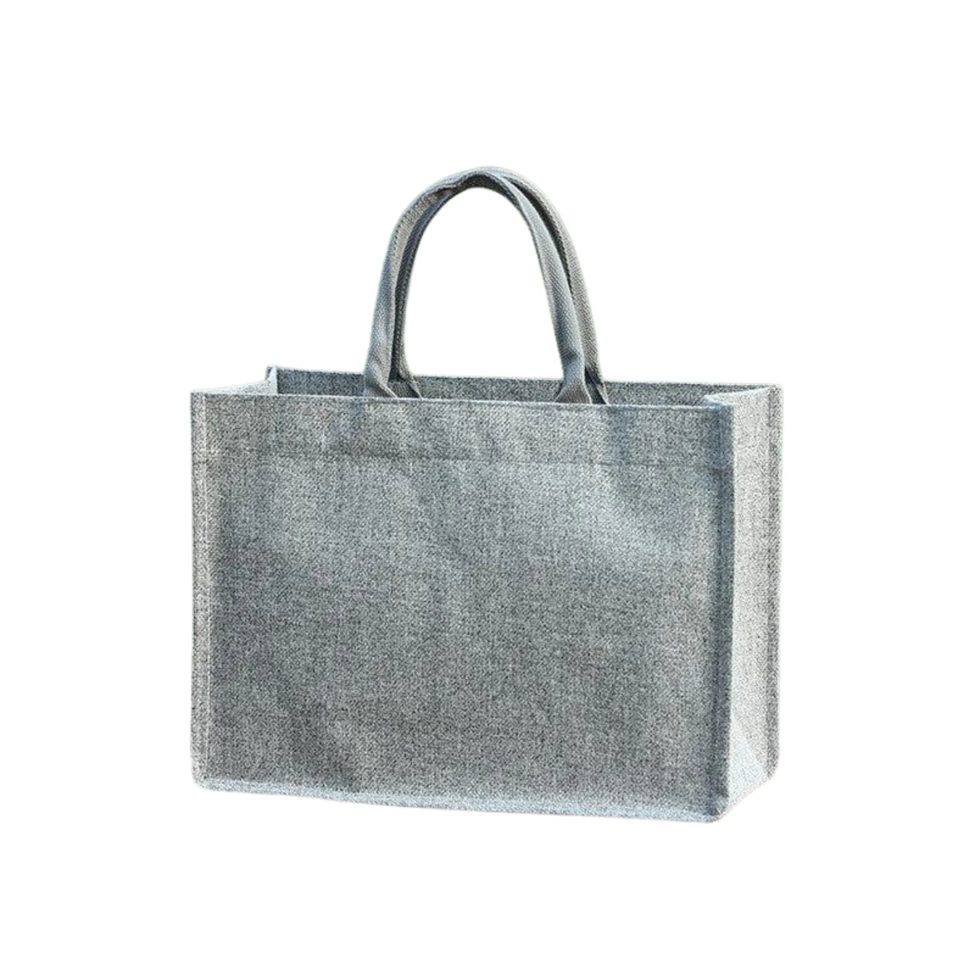 Rechteckige Leinentasche in Granite Grey mit Ton-in-Ton Henkeln – dezent und strukturiert