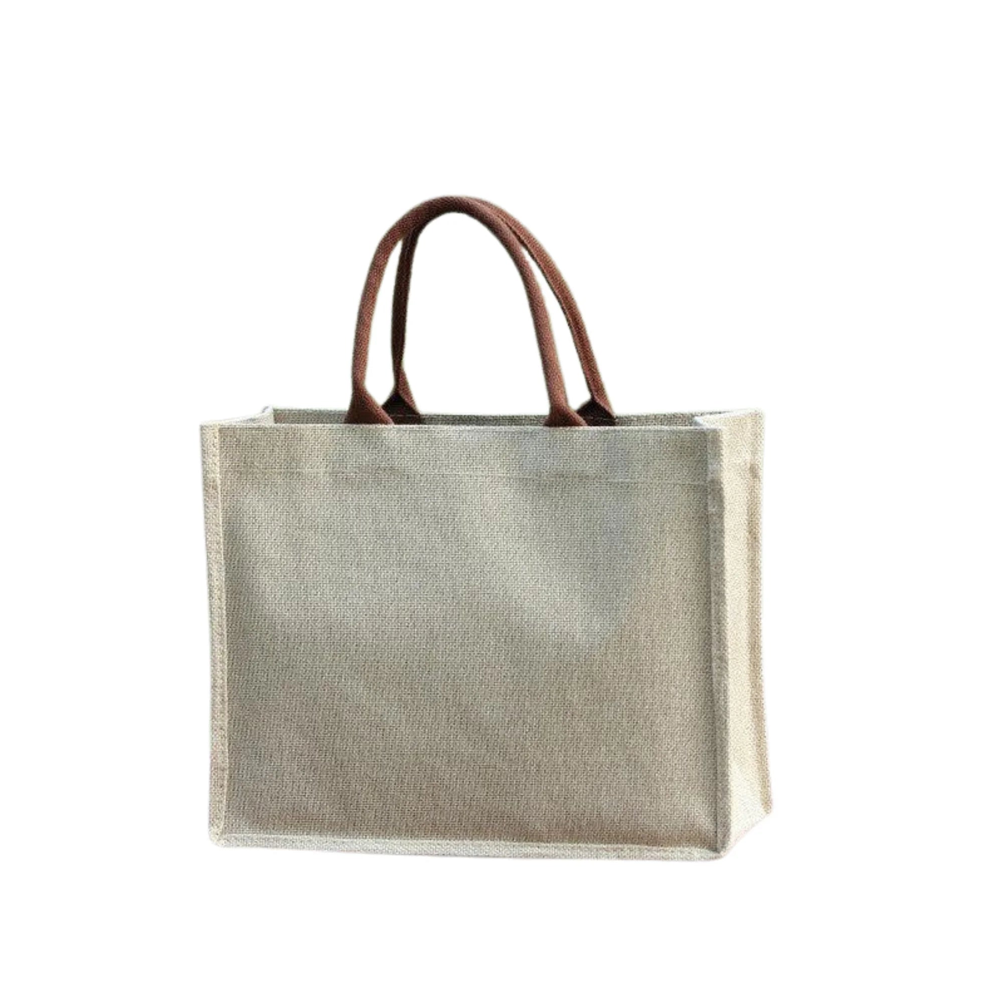 Grosser Leinen-Shopper in Raw Linen mit kurzen braunen Henkeln – rechteckig, unaufdringlich
