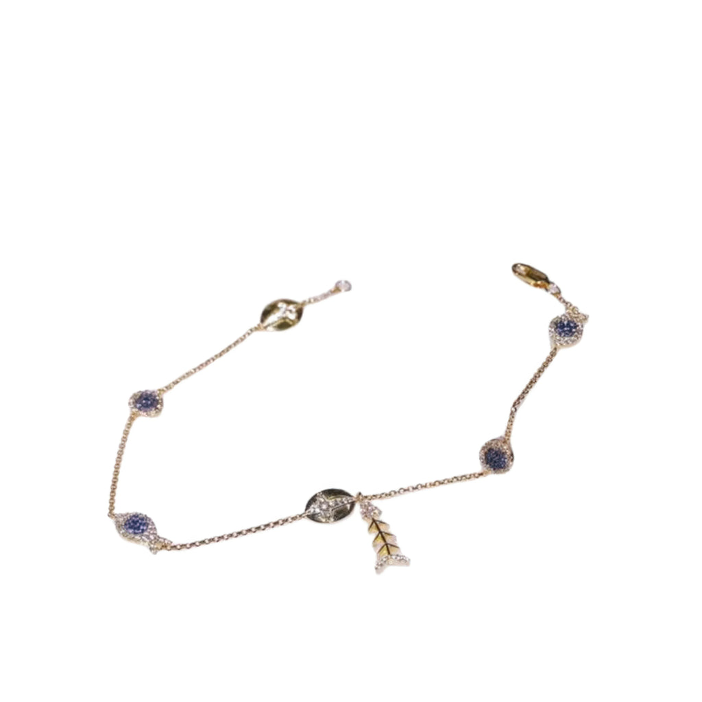 Fusskettchen Fischanhänger – vergoldet, Emaille und Zirkonia