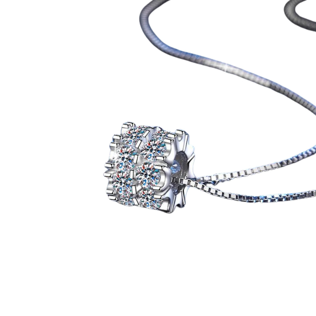 Silberkette mit Zylinderanhänger – 1.6 Karat Moissanit auf feiner Boxkette aus 925 Sterling Silber