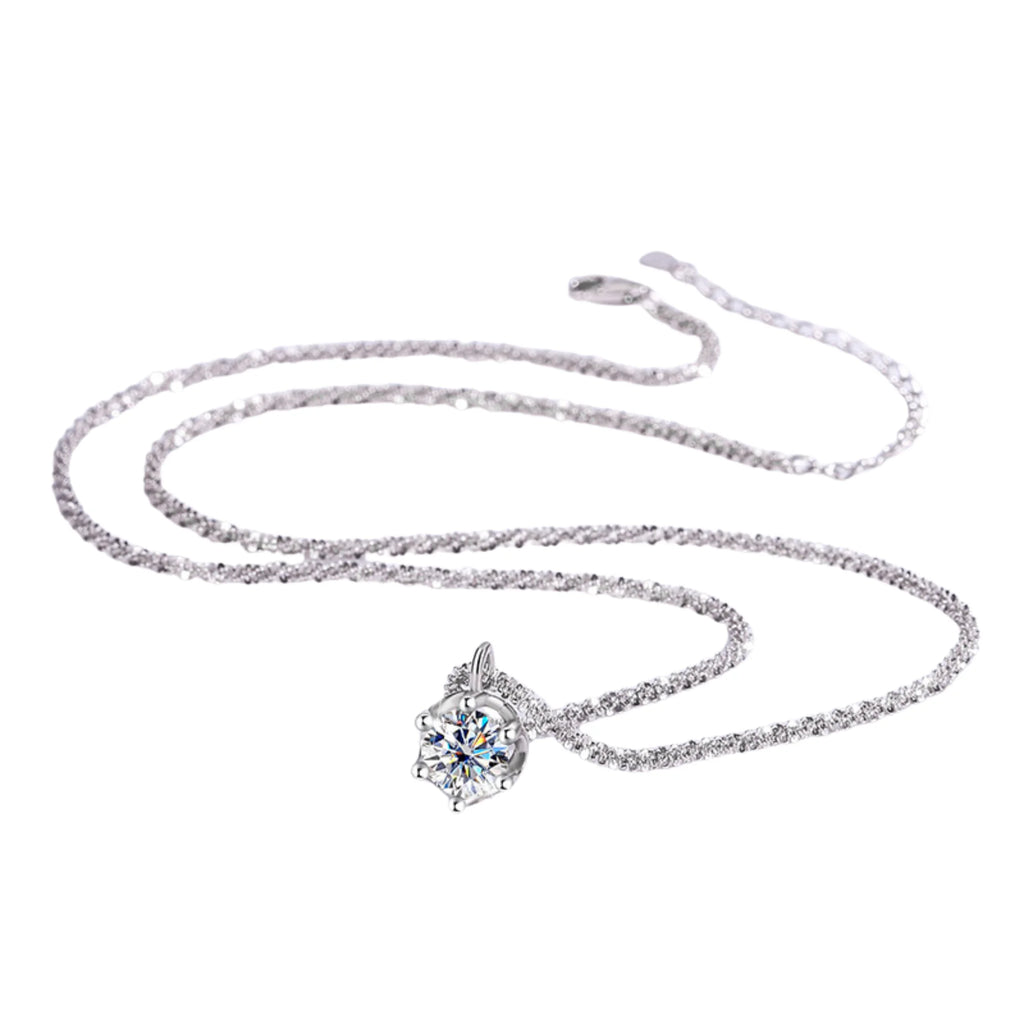 Zertifizierte Moissanitkette aus 925 Silber – 1 Karat, komplett dargestellt mit feinem Kettendesign