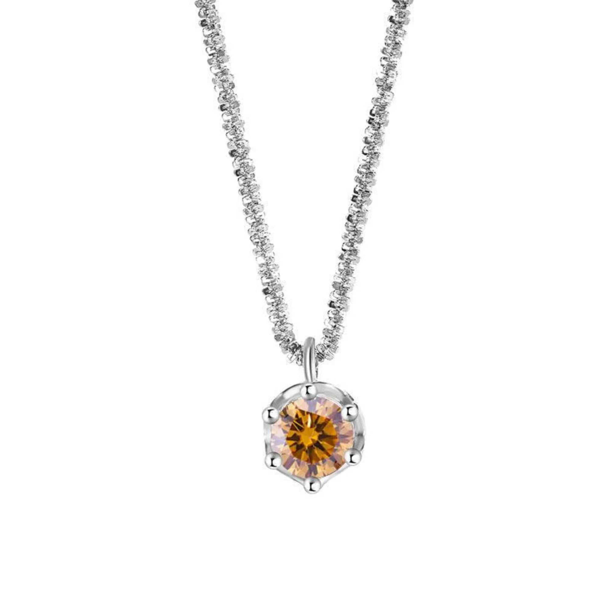 Moissanitkette mit orangefarbenem Stein – 1 Karat, auf 925 Silber, hochwertig und stilvoll