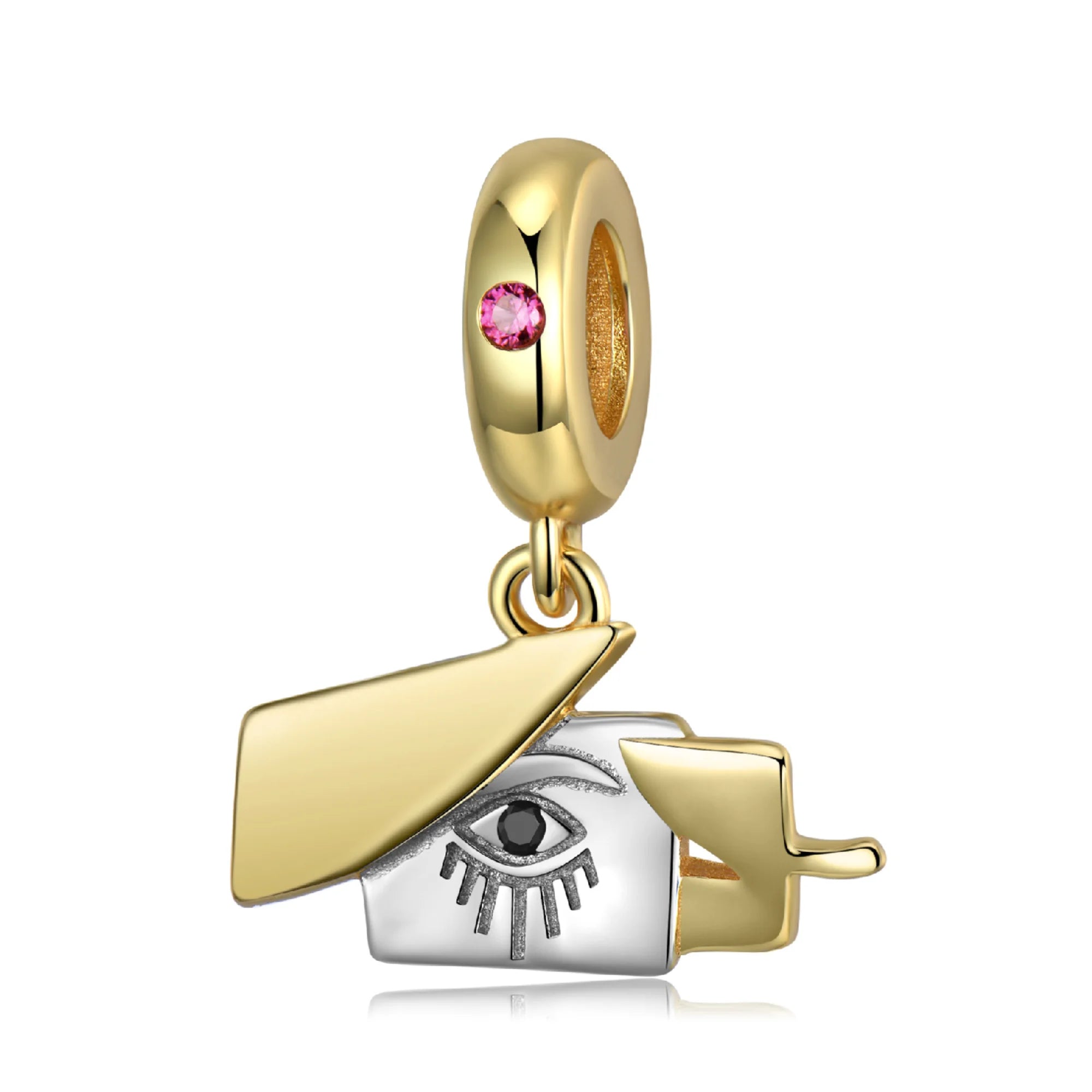 Vergoldeter Mystic Eye Anhänger mit Schutzsymbol