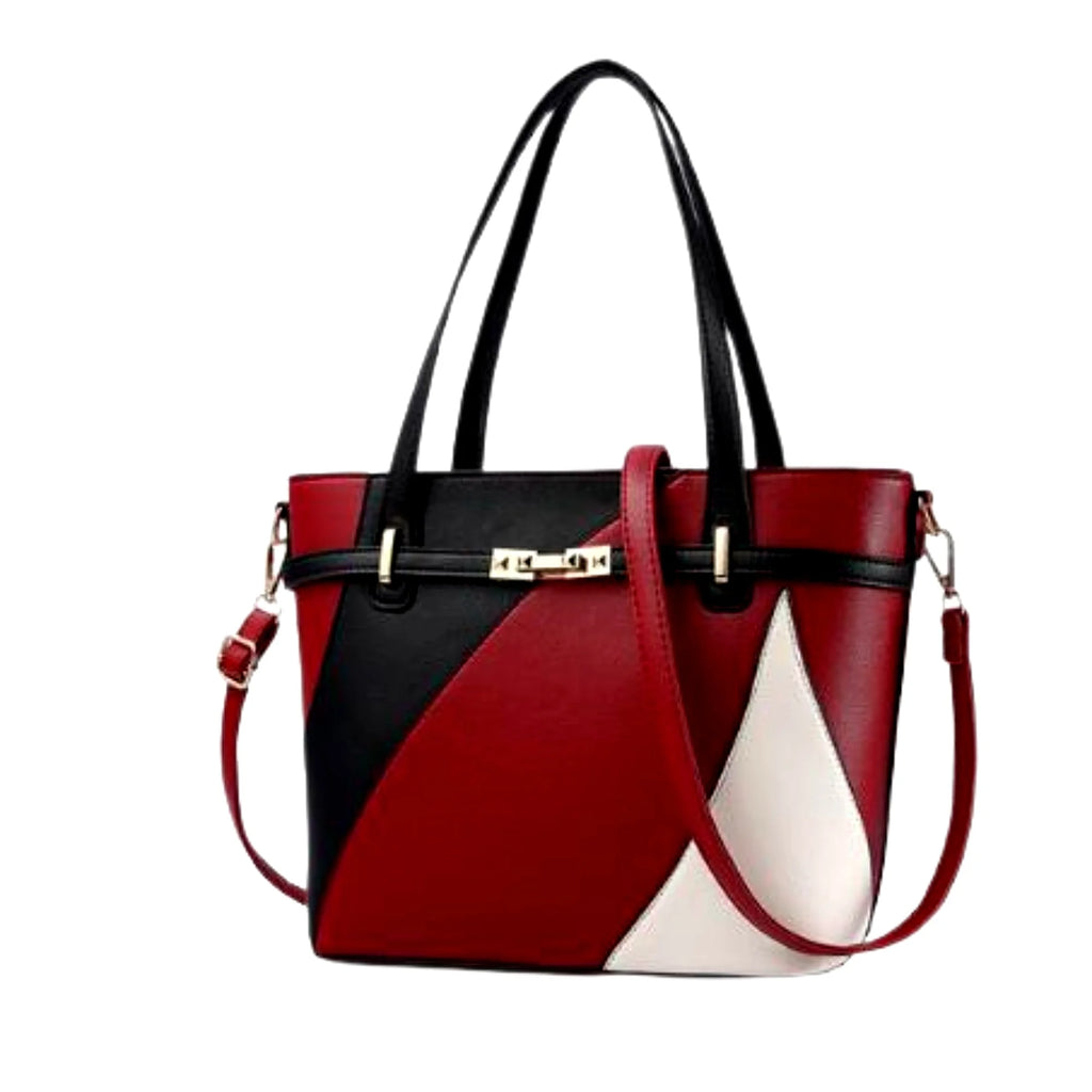 Patchwork Tasche in Ruby Edge, Noir Mix und Creme – kraftvolles Design für elegante Looks