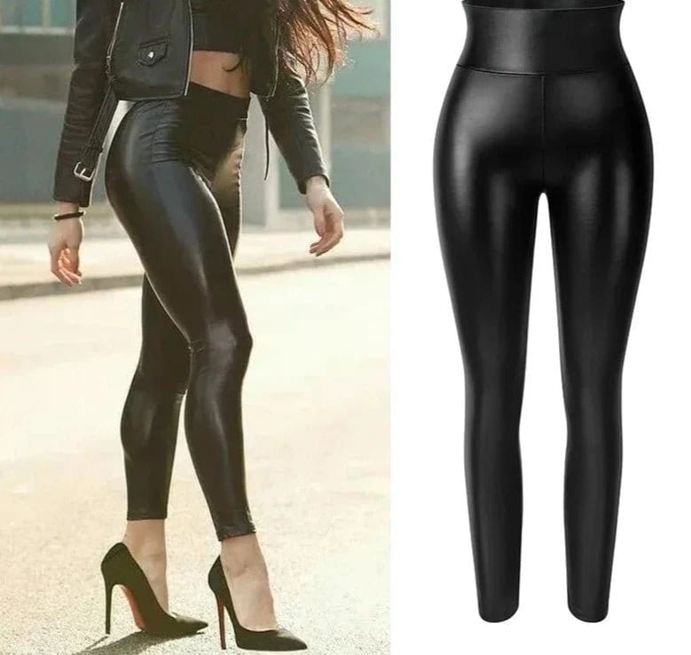 PU - Leder - Leggings – High - Waist - Design für mehr Komfort - Bodison