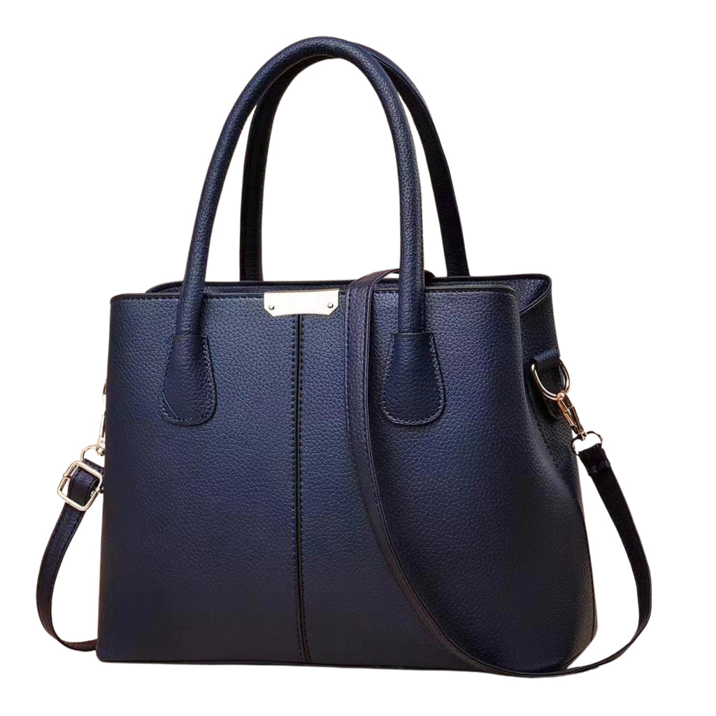 Dunkelblaue kompakte Schultertasche – elegantes PU-Material mit Griff und abnehmbarem Riemen