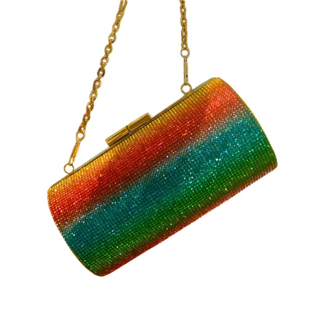 Zylindrische Ansicht der Tasche – golden eingefasst und rundum besetzt