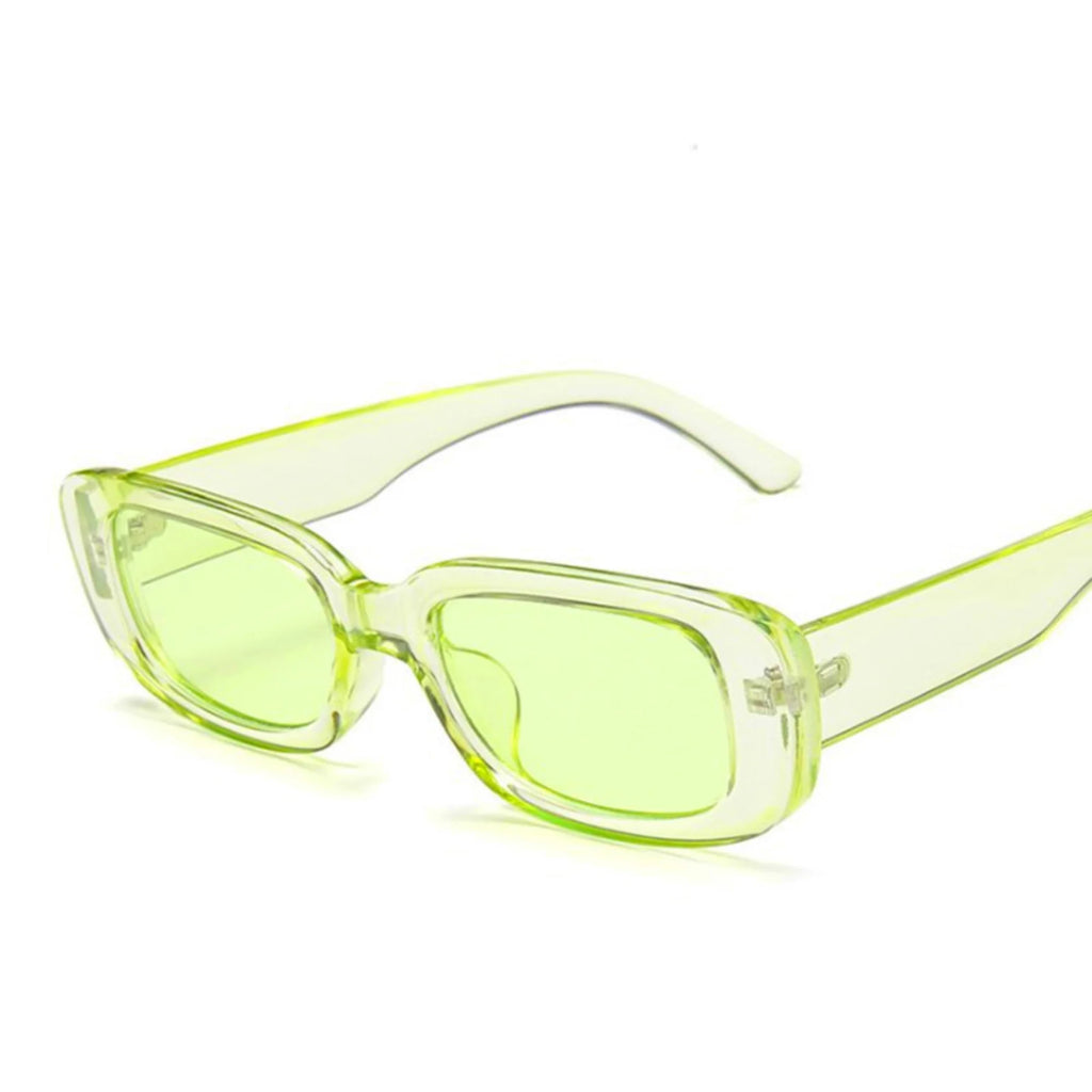 Rechteckige Sonnenbrille in Hellgrün – logofrei mit UV400 Schutz