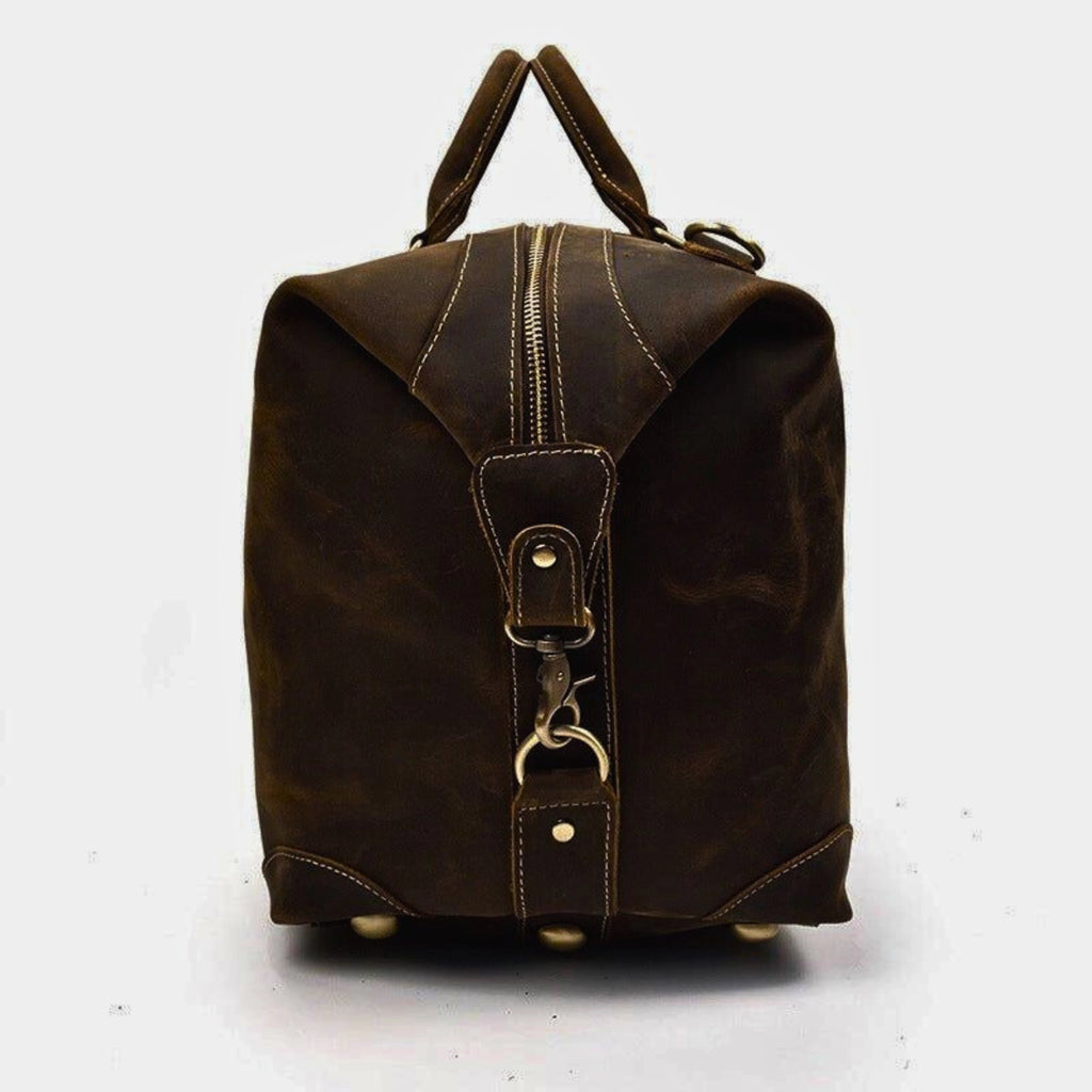 leder weekender 50 cm – seitenansicht hochkant