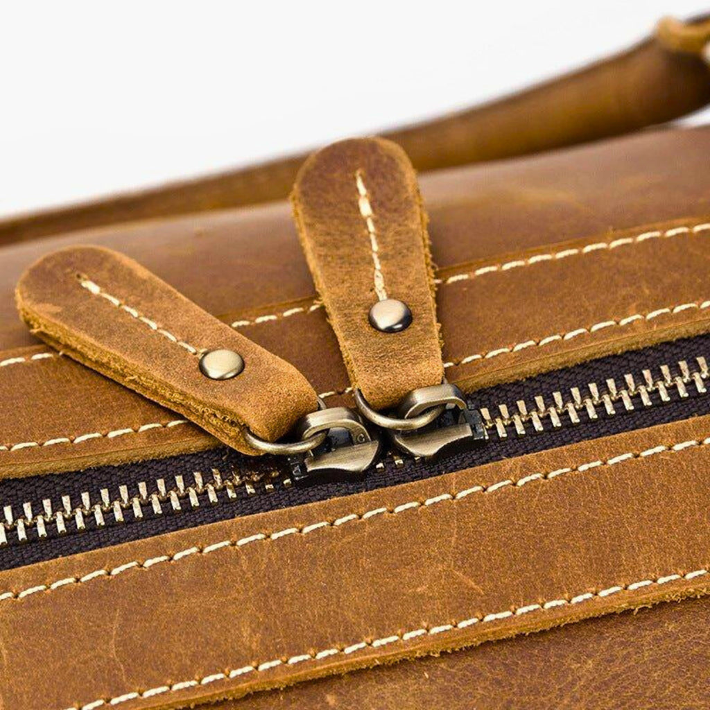 leder weekender 50 cm – detailaufnahme reissverschluss