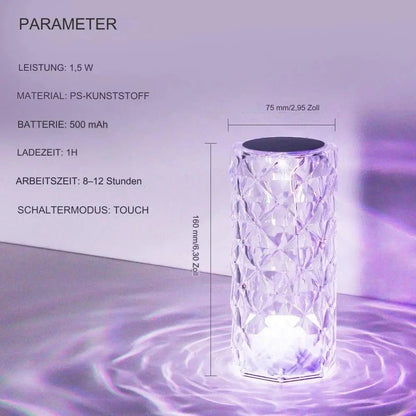 RGB Kristall Tischlampe mit Farbwechsel und Fernbedienung - Bodison
