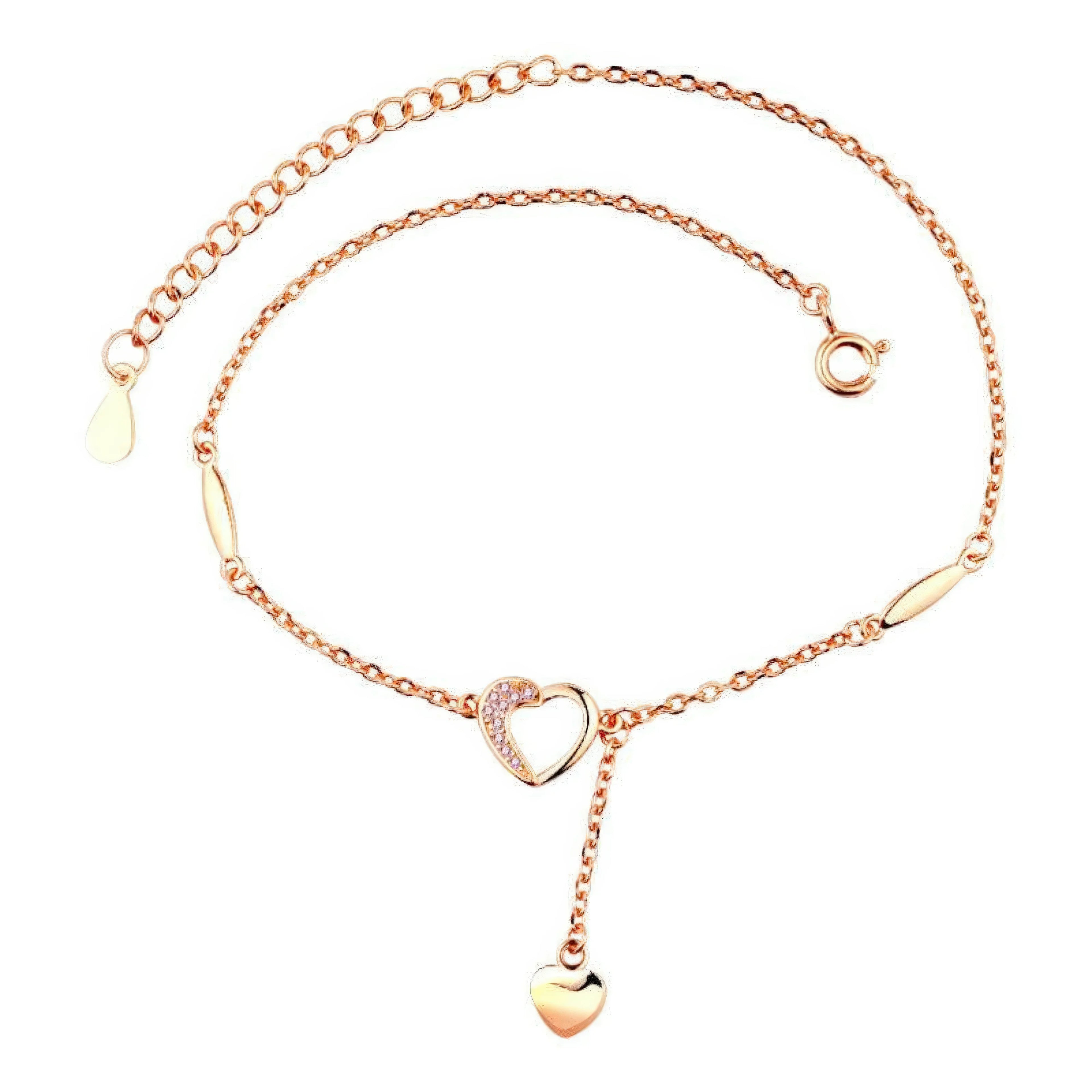 Fusskettchen 925 Silber Damen – rosé plattiert matt, Länge 20–24 cm