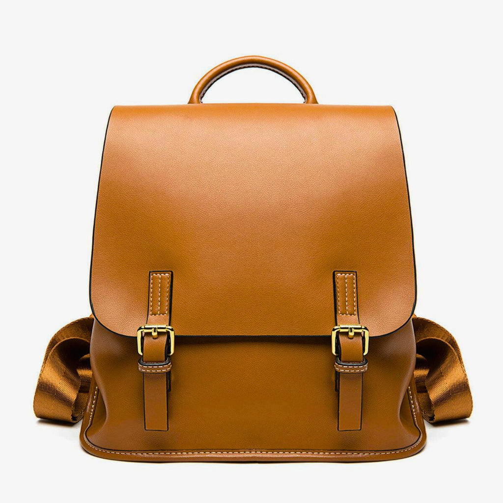 lederrucksack – frontansicht golden camel logofrei