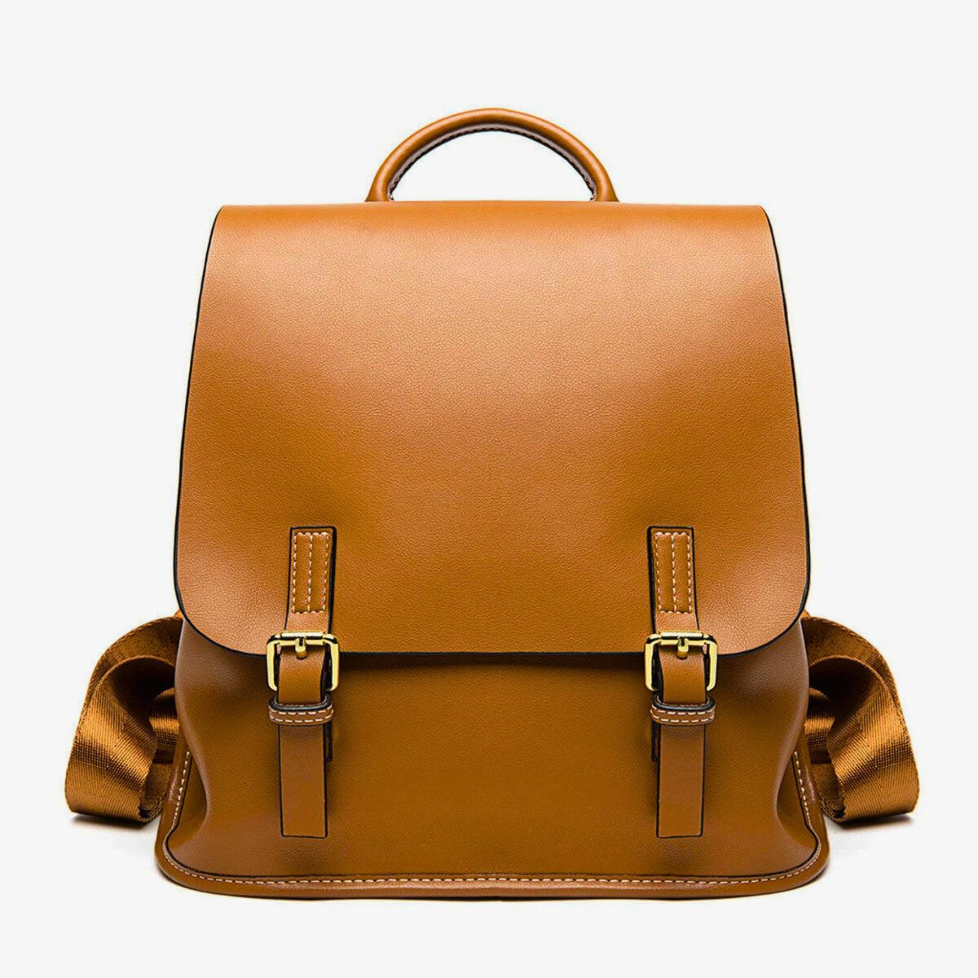 lederrucksack – frontansicht golden camel logofrei