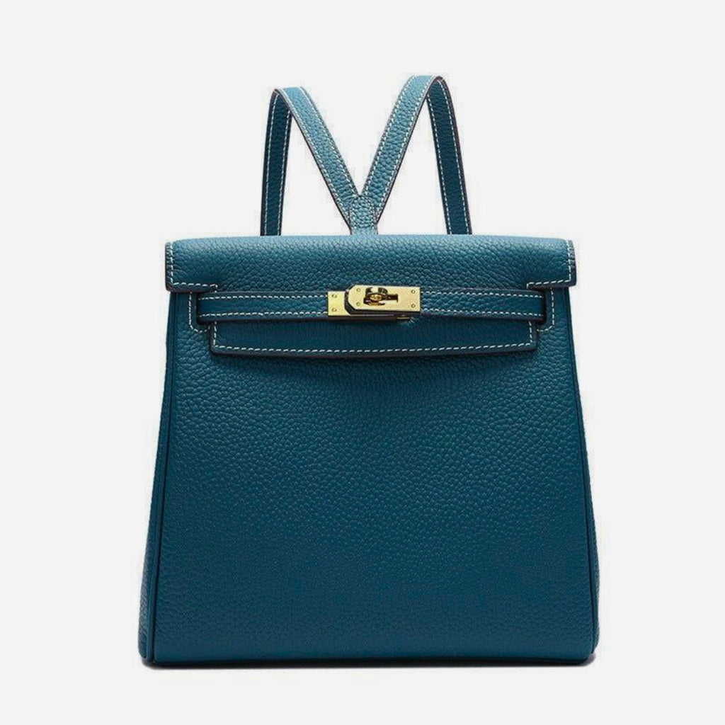 Leder-Rucksack in Royal Blue – elegant, cleanes Design mit verstellbaren Riemen und Innenfächern.