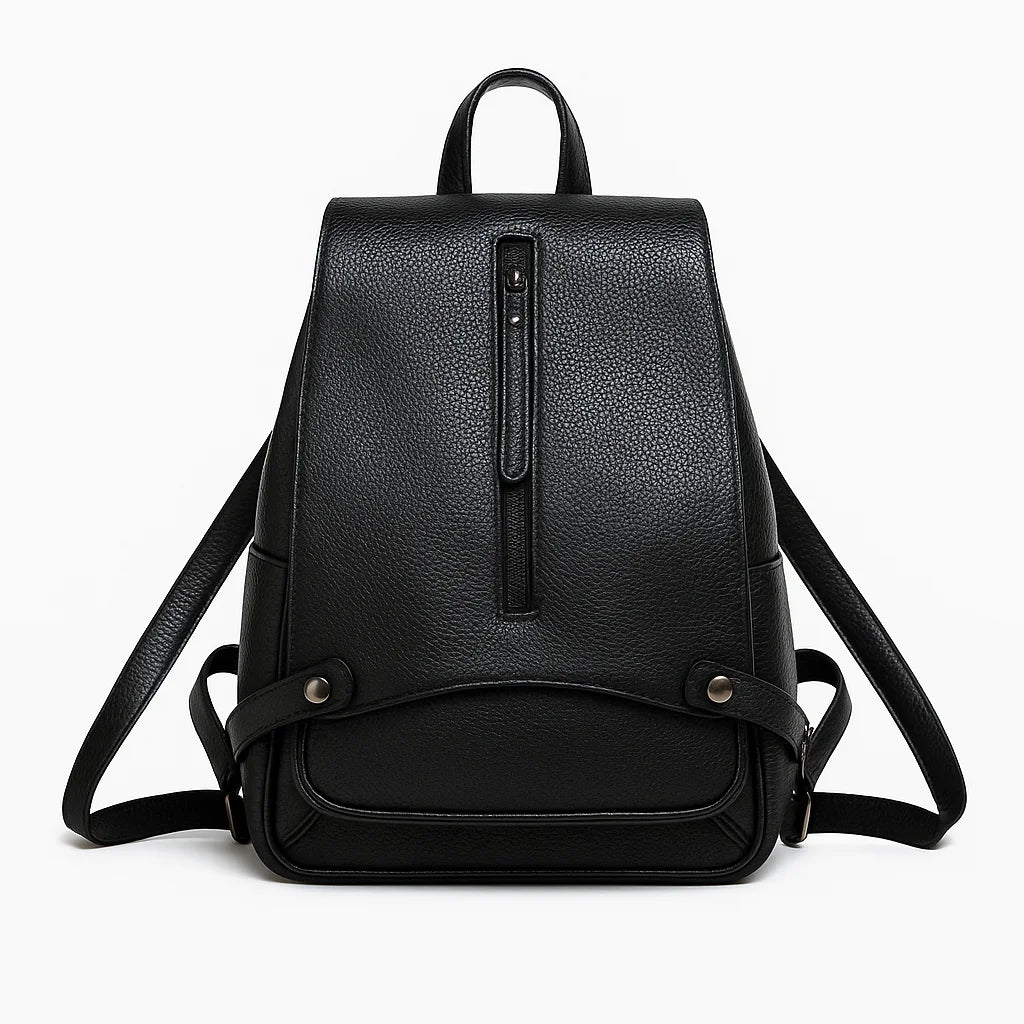 lederrucksack – frontansicht royal navy metallschnallen