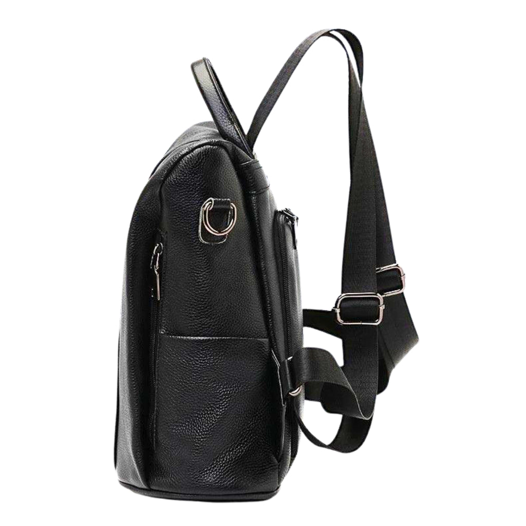 Seitliche Ansicht mit Metall-D-Ring und verdecktem Seiteneingriff – robust, elegant und funktional.