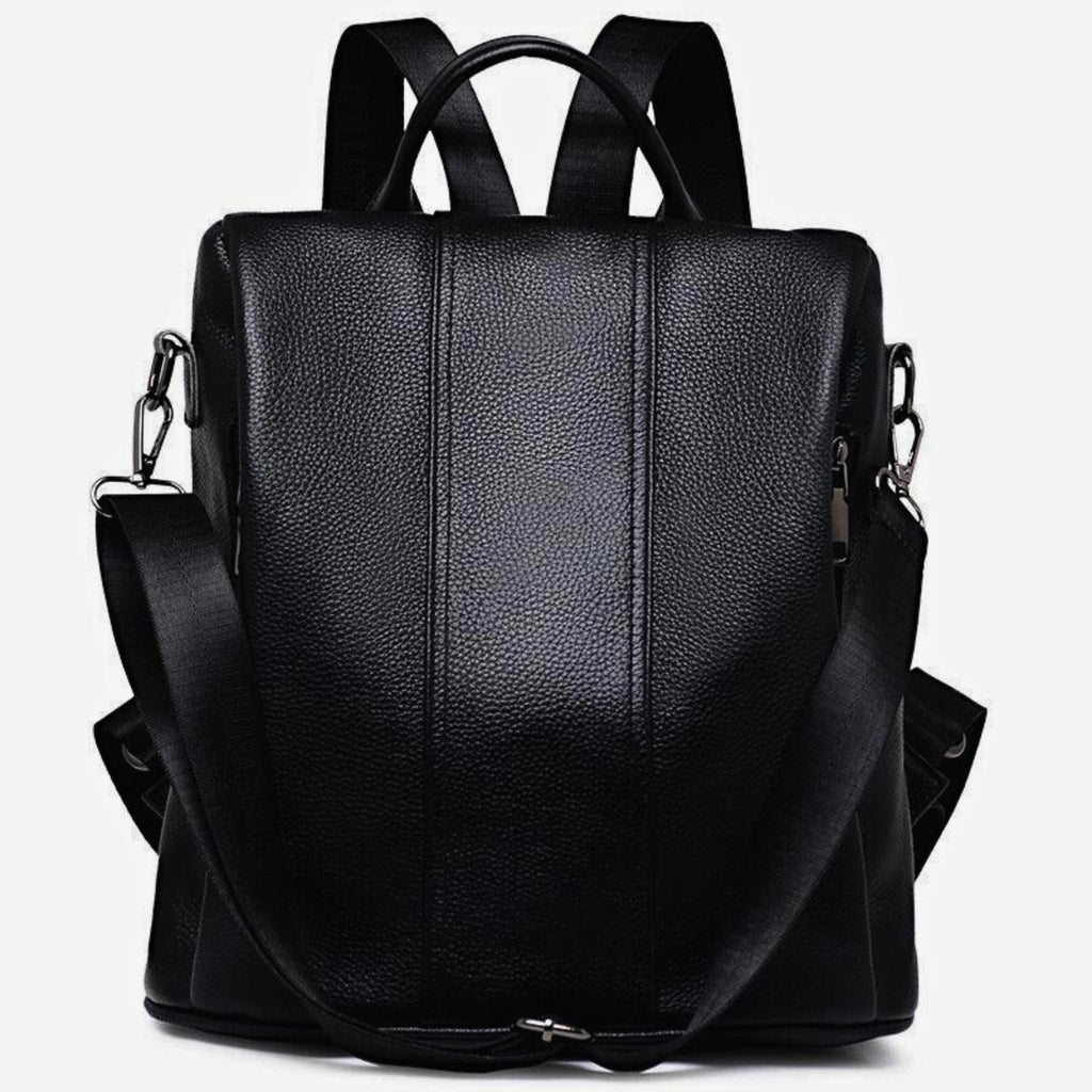 Rucksack Twin-Stripe Variante – echtes Rindsleder mit doppelter Rückennaht, markenfrei und sicher.