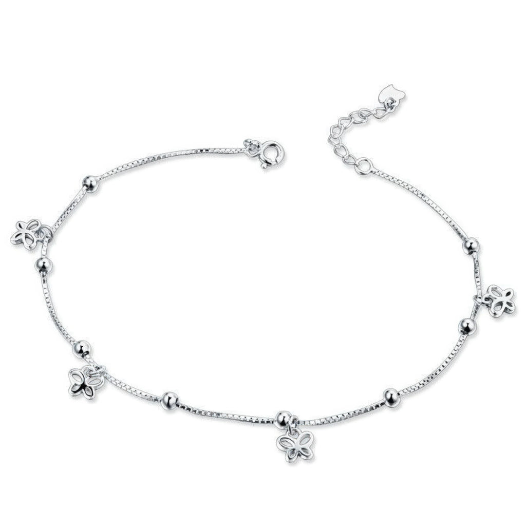 Fusskettchen Schmetterling – Kupferbasis mit Rhodium-Finish