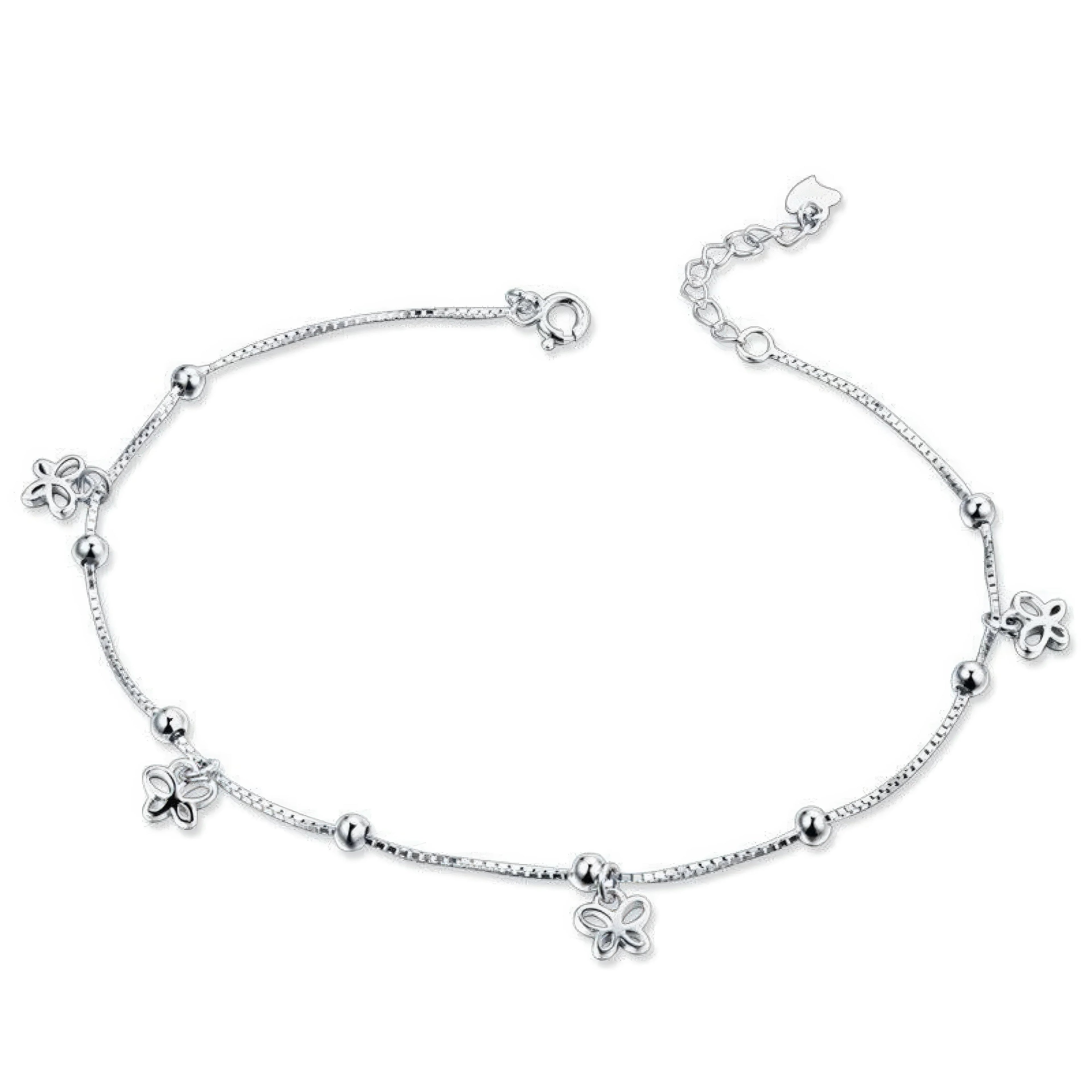 Fusskettchen Schmetterling – Kupferbasis mit Rhodium-Finish