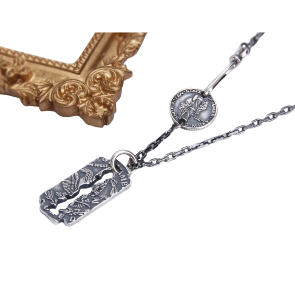 Silberkette mit massivem rechteckigem Anhänger – 925 Silber, glatt poliert, modern und stark