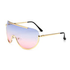 Sonnenbrille mit weichem Verlauf von Blaugrau zu Rosa – visierartige Fläche, rahmenoffen, logofrei