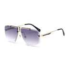 Goldene Sonnenbrille mit violettem Verlauf – randlos, ohne Branding