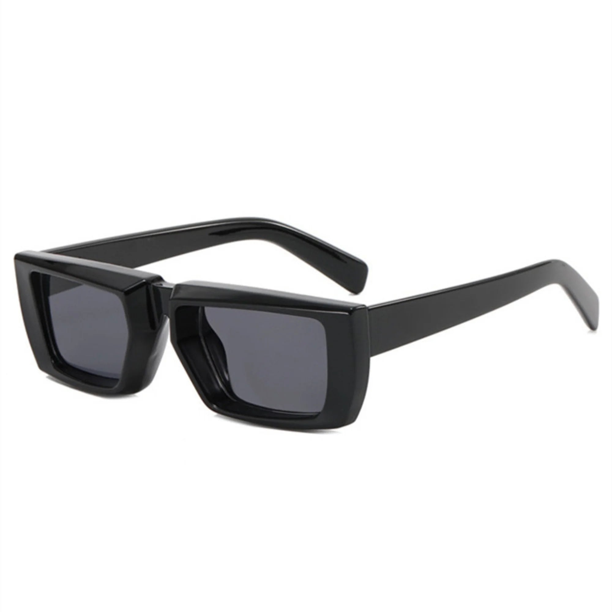 Massive Sonnenbrille in Graphit mit dunkler Sichtfläche – rechteckig, ohne Schriftzug oder Branding
