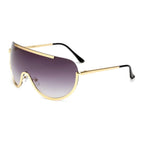 Sonnenbrille mit tiefdunklem Glas in Graphitton – technisch gebogen, goldstrukturgeführt, ohne Marke