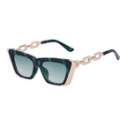 Grün-schwarze Brille in Marmoroptik mit goldener Gliederkante – UV400, verlaufendes Glas
