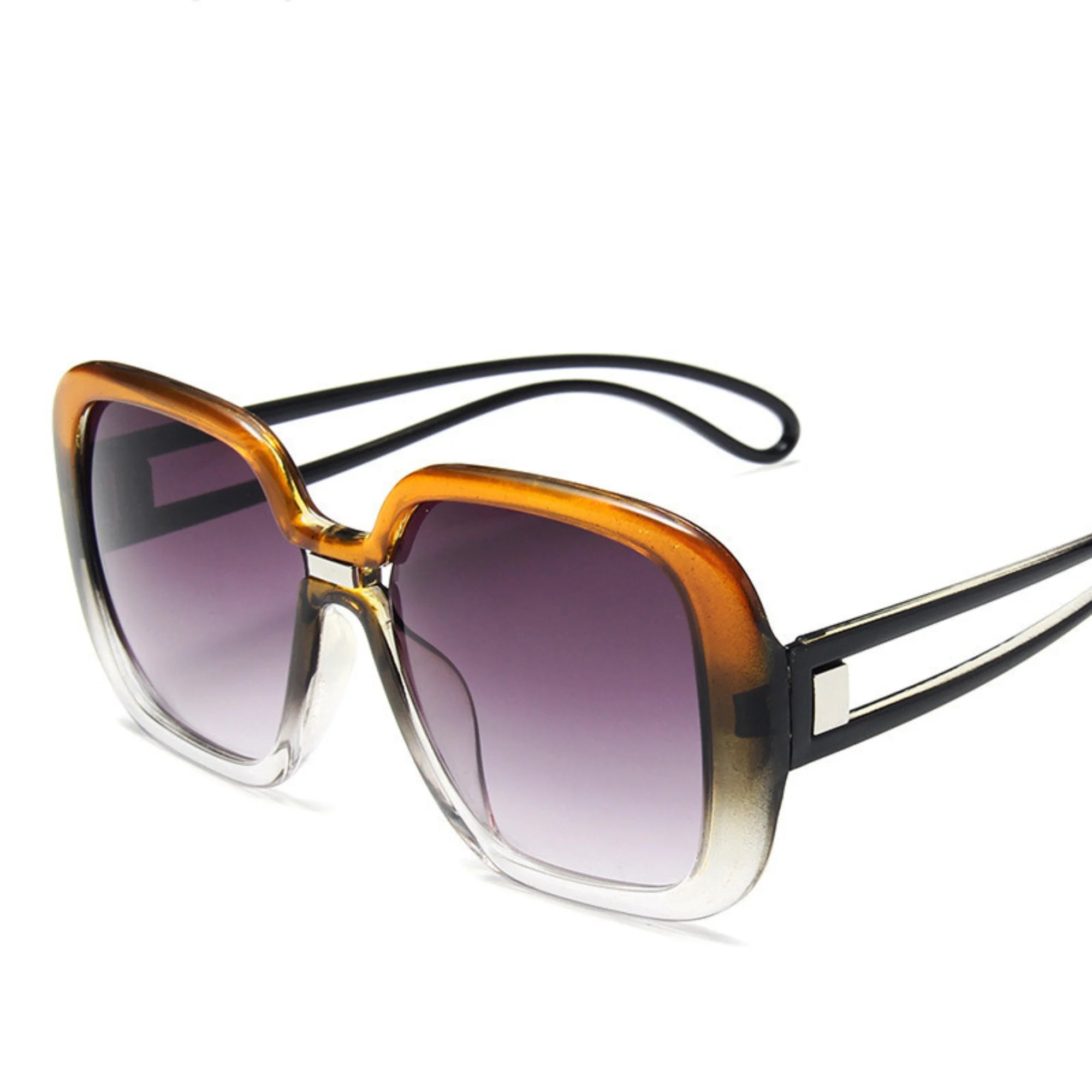 Sonnenbrille in Orange-Grau mit weichem Farbverlauf und quadratischer Fassung