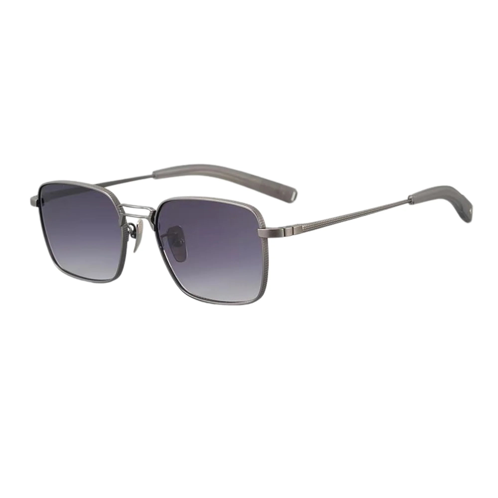 Rechteckige Titan-Sonnenbrille mit Verlaufsgläsern in Gunmetal-Fassung