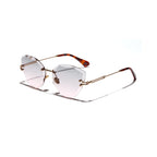 Randlose Brille mit rosa Tönung – UV400, filigrane Goldbügel, keine Markierung