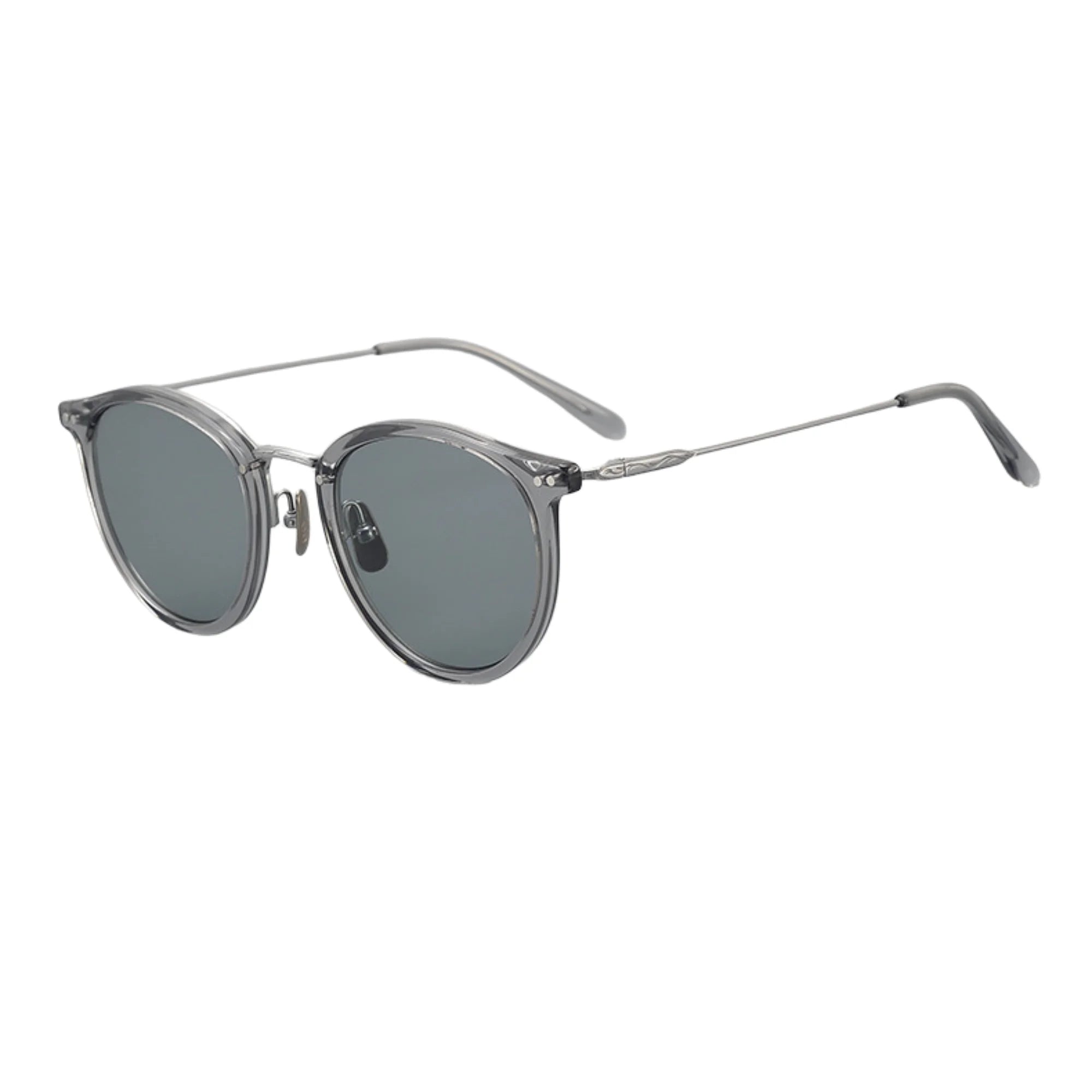 Runde Sonnenbrille mit rauchgrauem Rahmen – reduziert und funktional