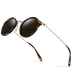 Polarisierte Sonnenbrille mit dunkelbraunem Glas und Schildpatt-Kunststoff – technisch goldgefasst, UV400